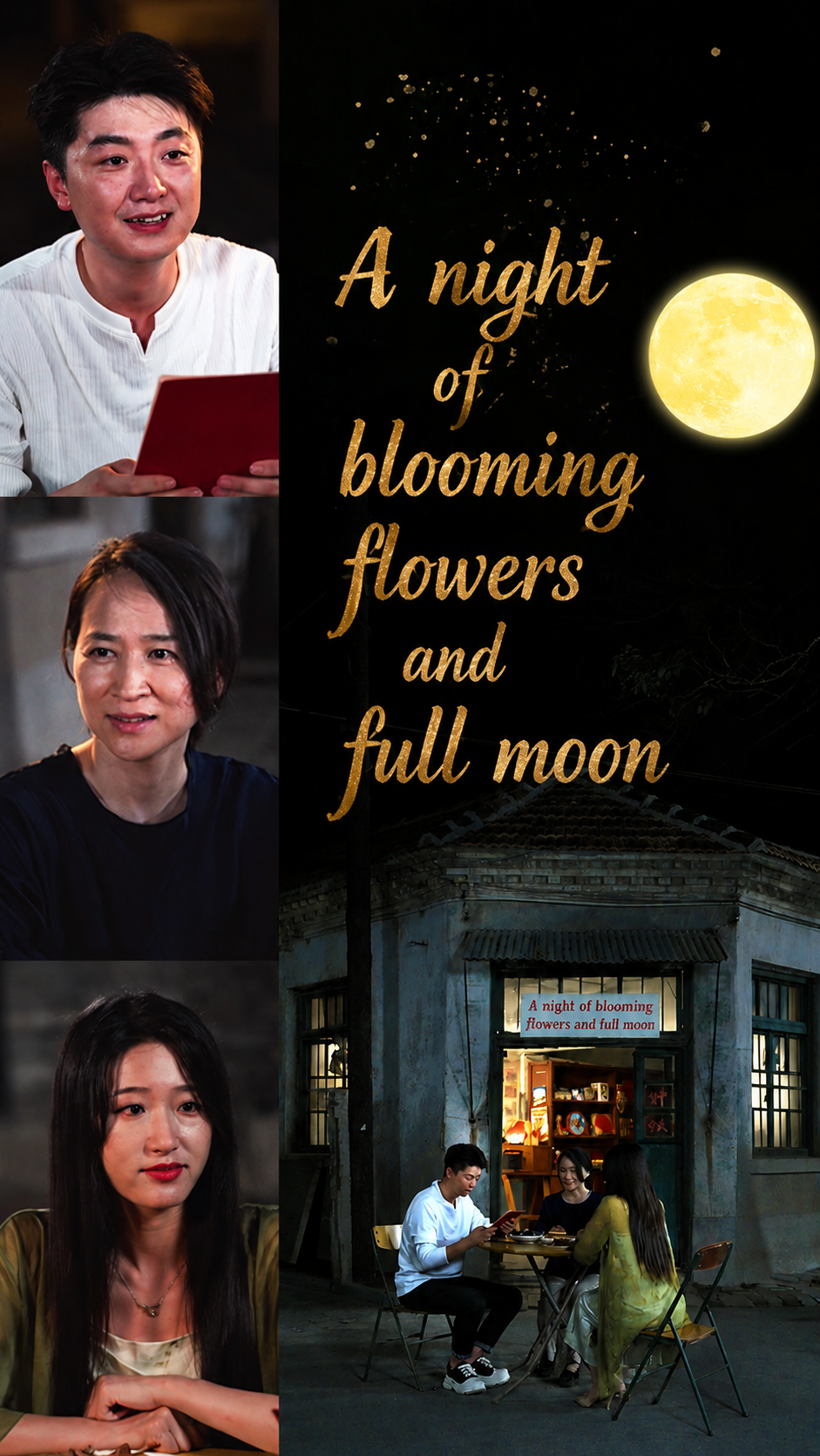 A night of blooming flowers and full moon