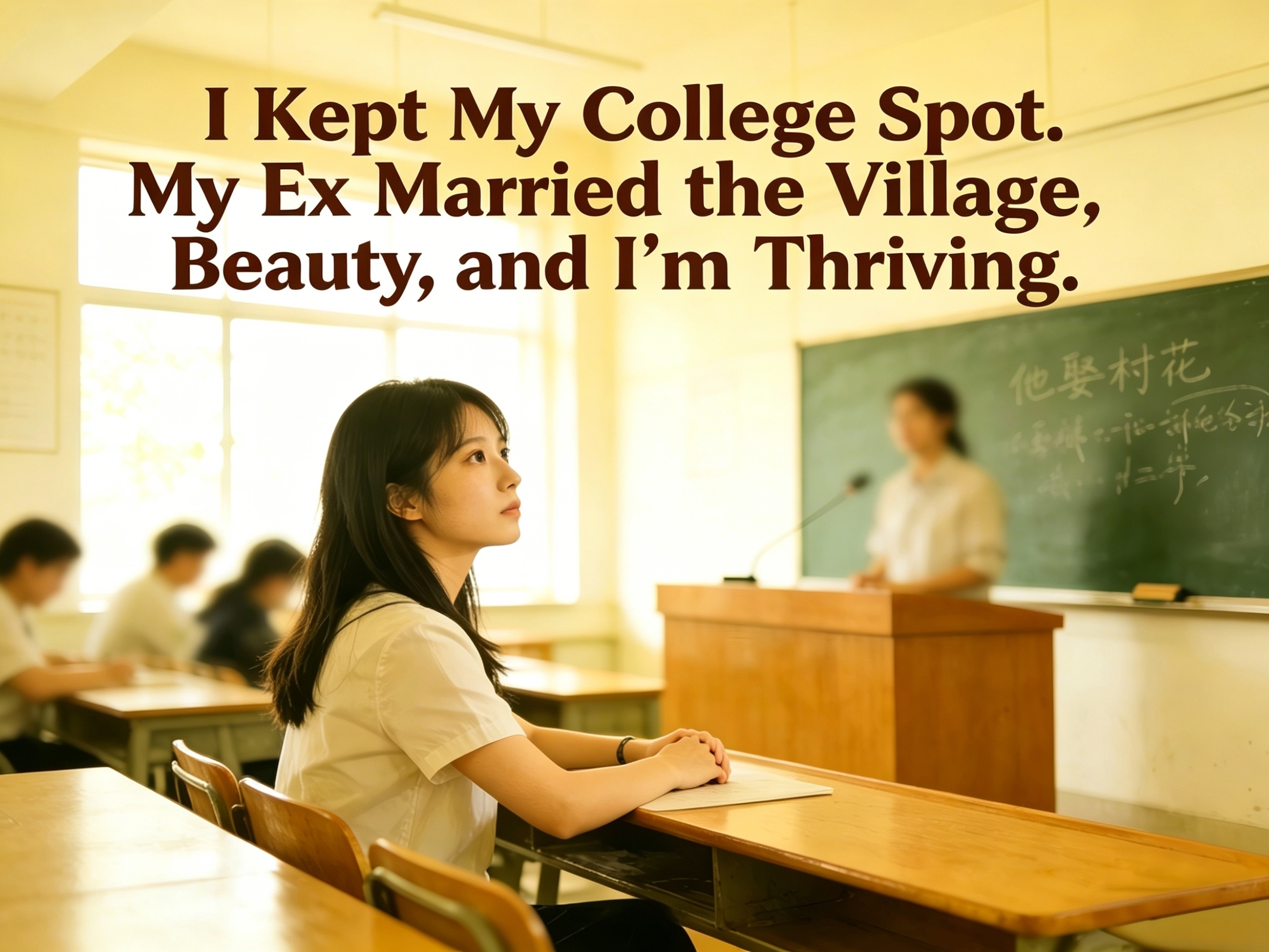 No more giving my college place to my boyhood friend. He weds the village belle; I rise unyieldingly